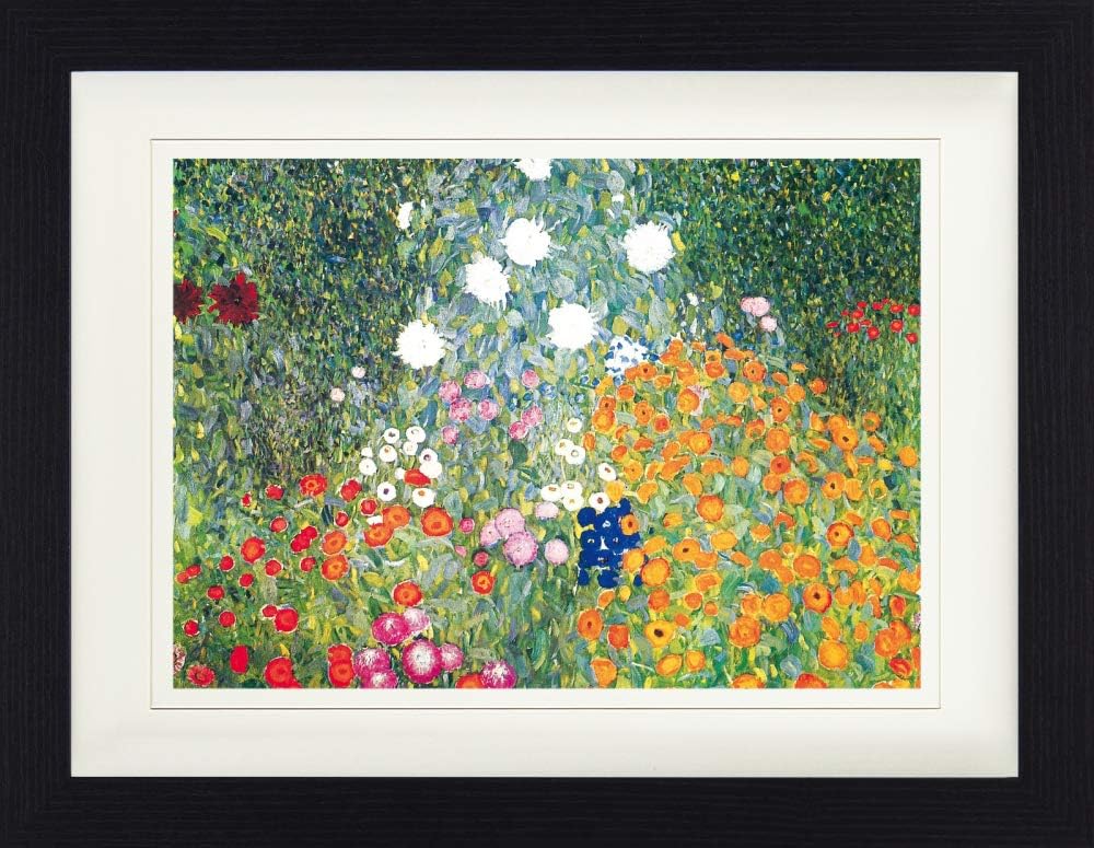 1art1 Gustav Klimt Poster Blumengarten, 1906-08 Gerahmtes Bild Mit Edlem Passepartout | Wand-Bilder