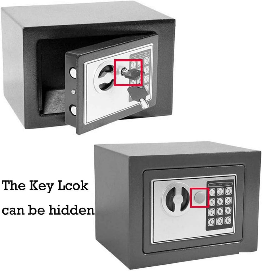 Elektronischer Tresor für Zuhause, Tresor Klein 4.6L Digital Safe Tresor mit Schlüssel und Passwort,