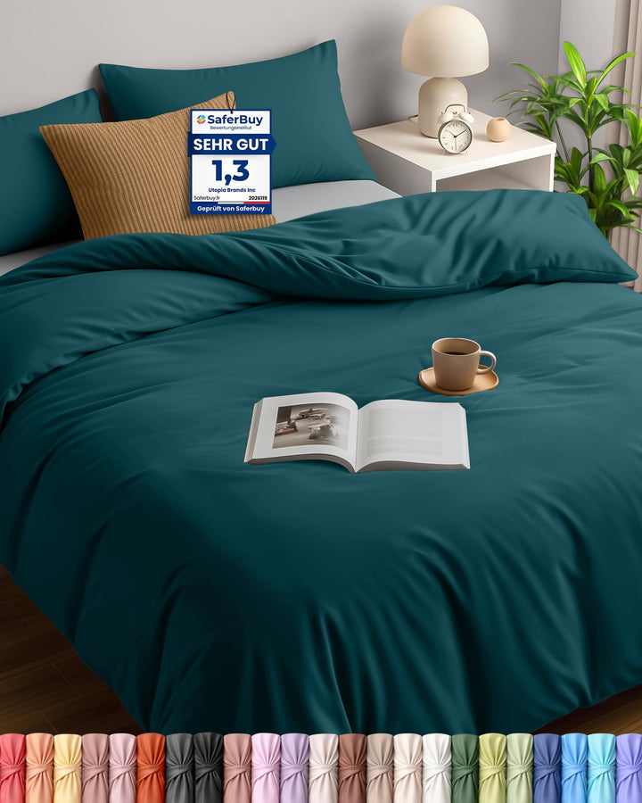 Utopia Bedding Bettwäsche 200x200 Set - Mikrofaser Bettbezug 200x200 cm + 2 Kissenbezüge 50x75 cm -