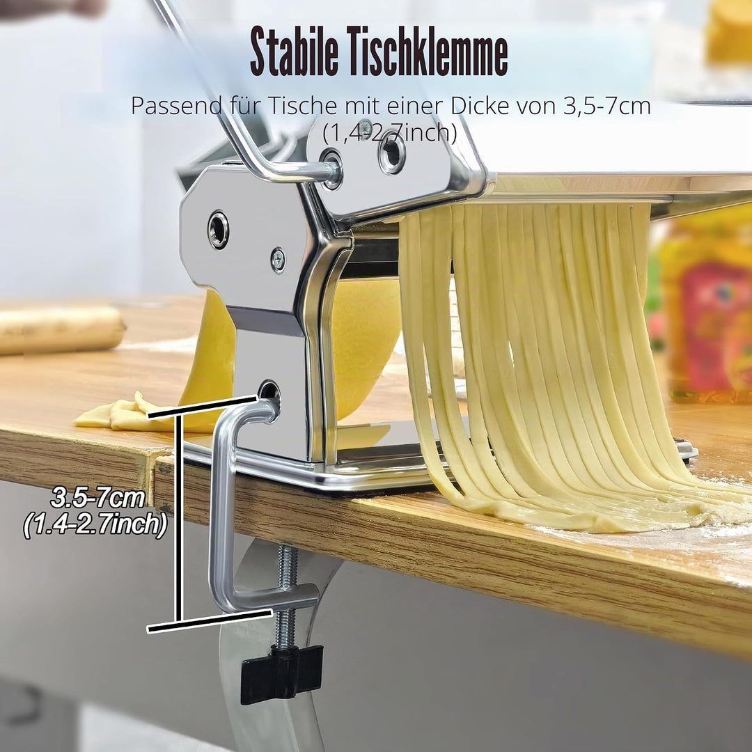 Nudelmaschine Pasta Maker, Aluminiumlegierung Pastamaschine mit 9 Einstellbaren Stärkeeinstellungen