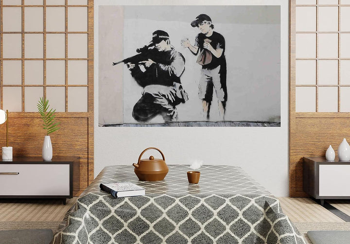 Banksy Leinwanddruck, gerahmt, Graffiti-Wandkunst, Schlafzimmer, Kinder, 86 x 61 cm, A1