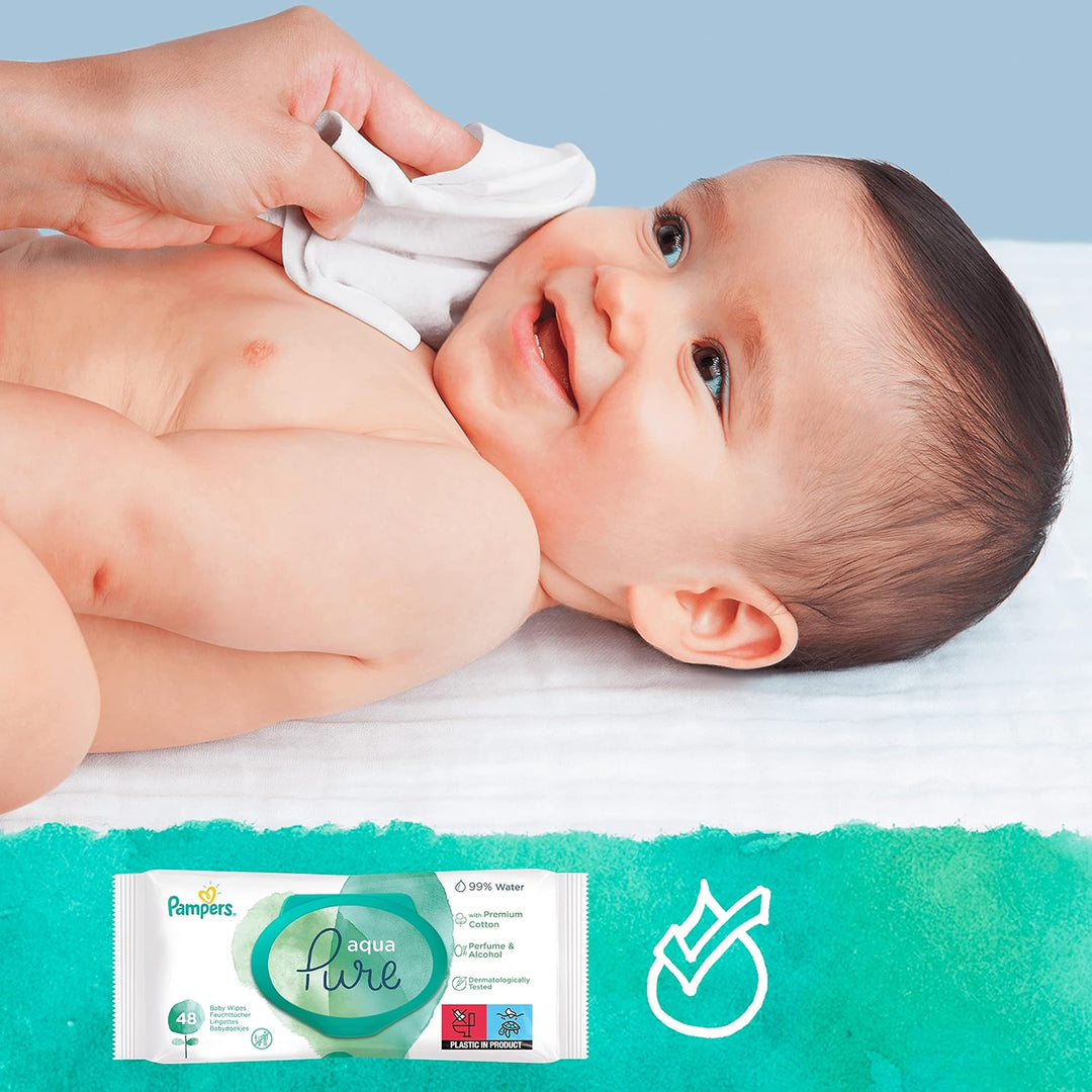 Pampers Baby Feuchttücher Harmonie, Aqua Pure, 144 Tücher (3 x 48), Alte Version, 144 stück (1er Pac