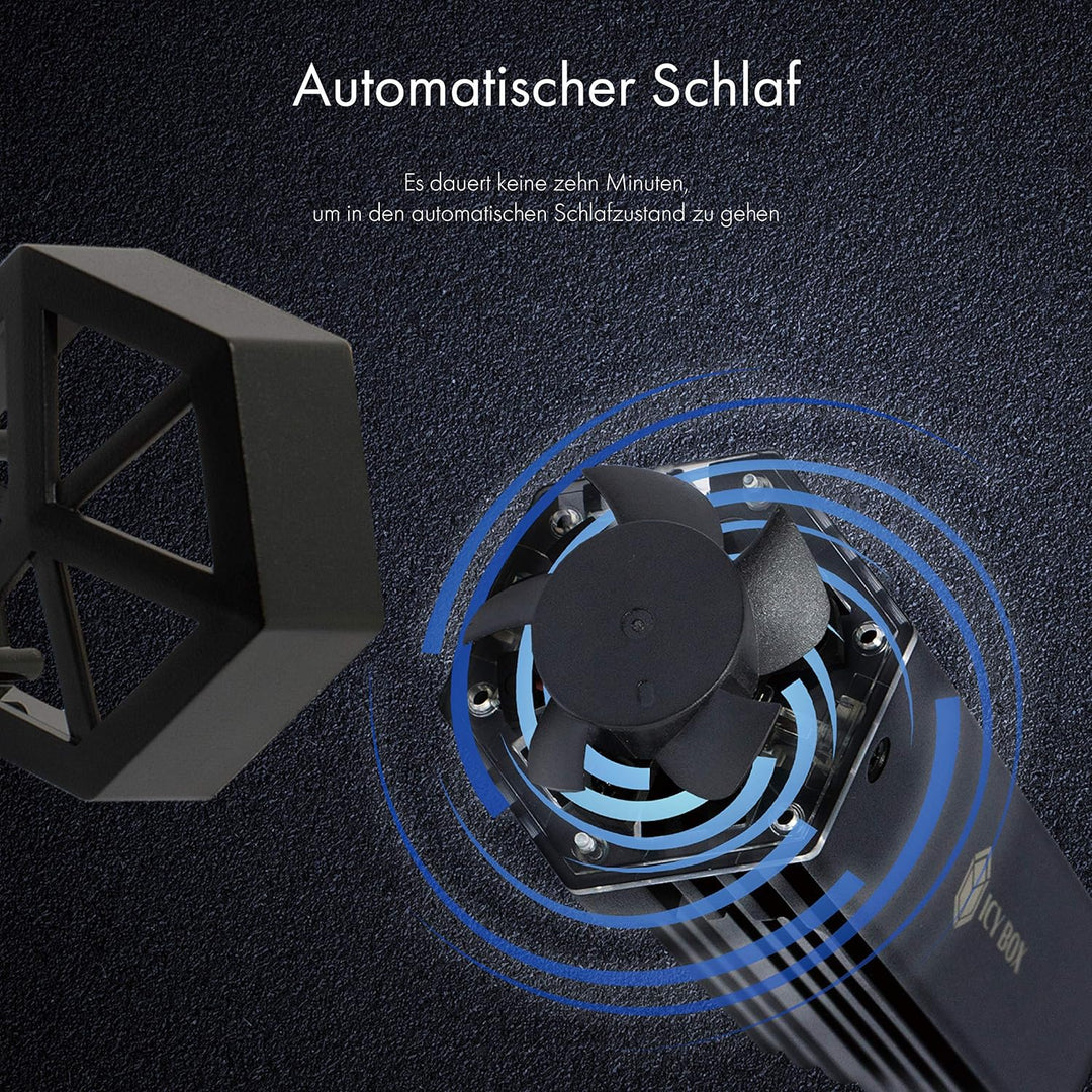 ICY Box M.2 NVMe Gehäuse mit Lüfter, RGB Beleuchtung, USB 3.1 Gen2 (10 Gbit/s), für M.2 SSD, Alumini