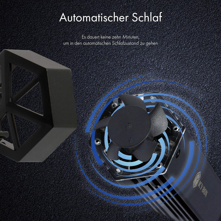 ICY Box M.2 NVMe Gehäuse mit Lüfter, RGB Beleuchtung, USB 3.1 Gen2 (10 Gbit/s), für M.2 SSD, Alumini