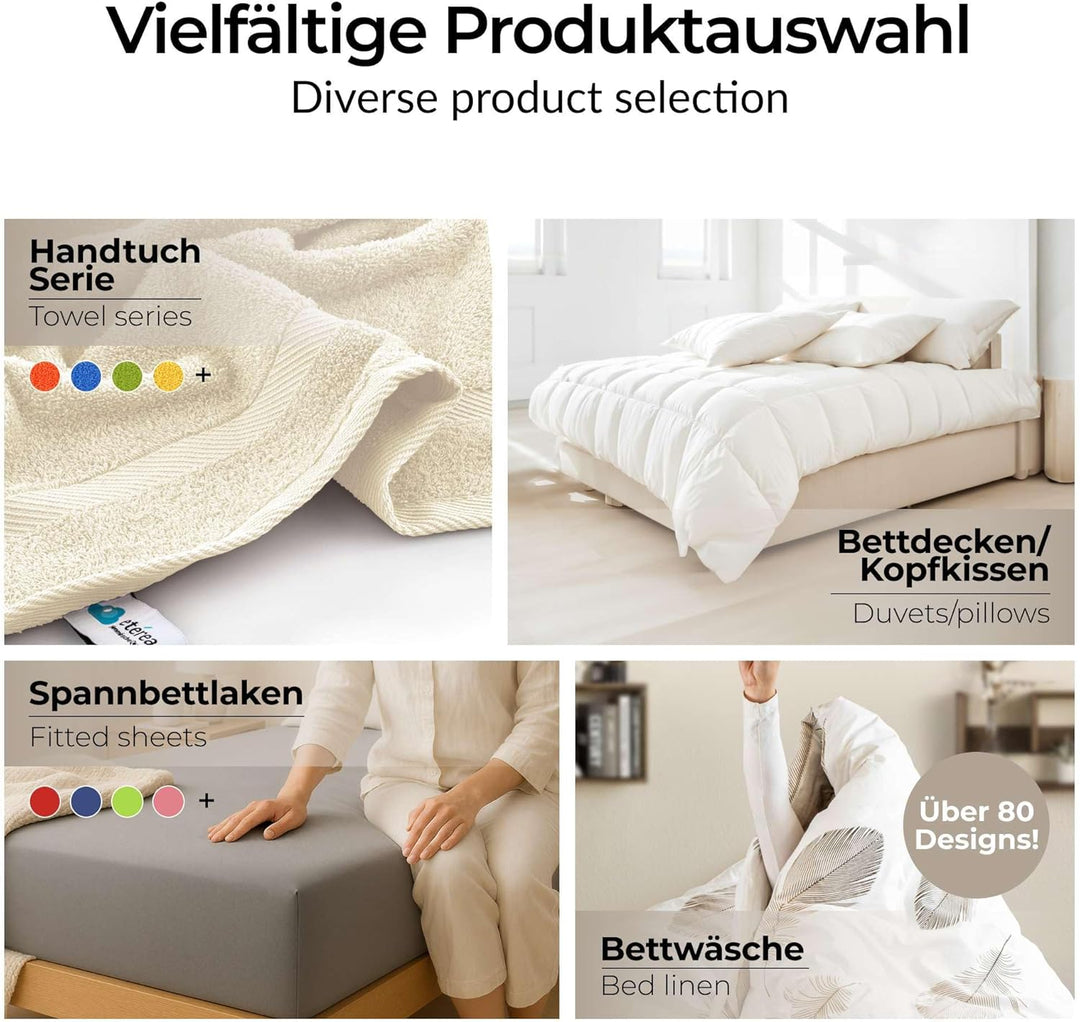 etérea Bettwäsche 135x200 Baumwolle 4tlg. Bettwäsche-Sets - Trisa Karo Beige - Reissverschluss, Renf