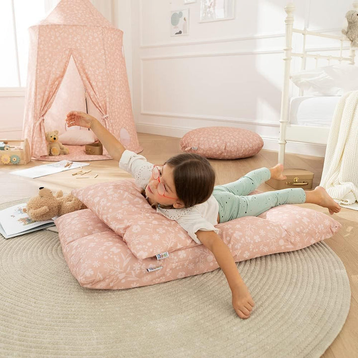 howa 2 in 1 Kindersessel + Kinderliege Bodensessel Lehne 6 Fach verstellbar Flowers 86012