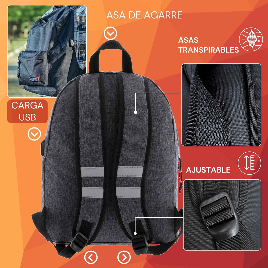 Coronel Tapiocca Herren Rucksack Urban Laptop Backpack 31x40x13 Grau, Grau