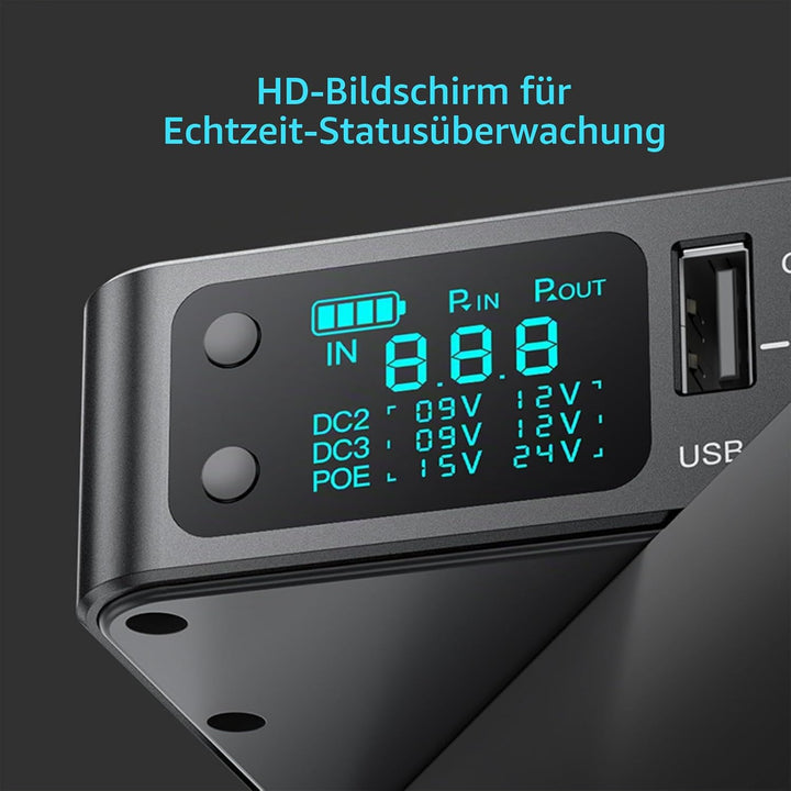 Mini UPS 12V⎓2A Router USV 10400mAh (38Wh) Unterbrechungsfreie Stromversorgung 9V⎓2A USB 5V⎓3,6A, 10