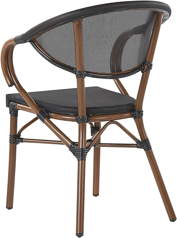 Elegante Gartenstühle 4er Set schwarz / dunkler Holzfarbton Aluminium Caspri