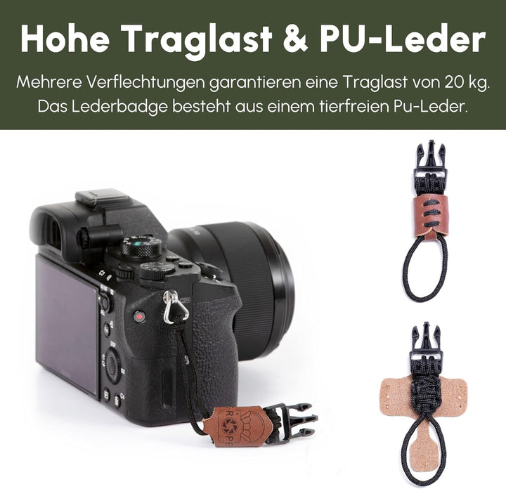 C-Rope Kamera Handschlaufe Loop aus Kletterseil | Kameragurt mit Schnellverschluss-System aus Klette