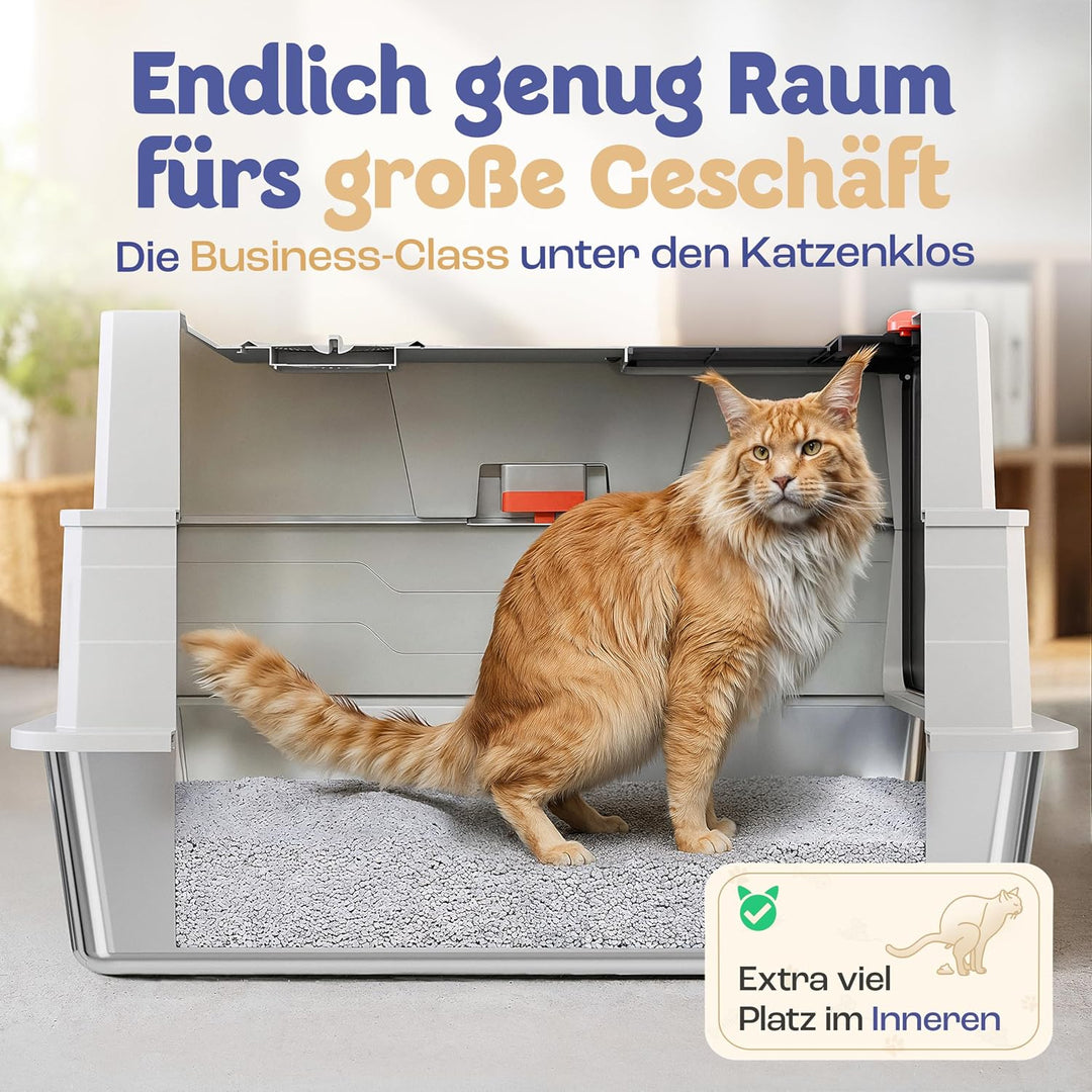 Samtpfote® „Grande“ Edelstahl Katzenklo – XXXL Katzentoilette 70×50 cm, geschlossen oder offen nutzb