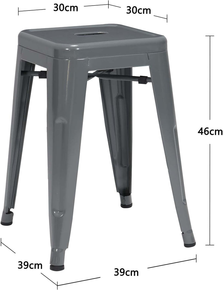 Duhome Metall Hocker niedriger Barhocker, Sitzhöhe 46cm Tresenhocker, Stapelbar Eisen Bistrohocker i