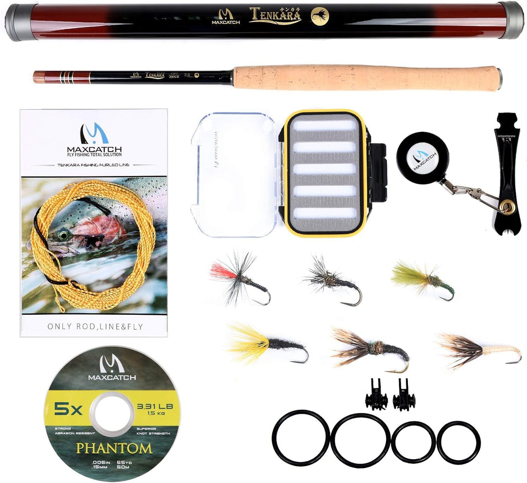 Maximumcatch Fliegenfischen Tenkara Rute/Rute Combo Komplete Outfit 10/11/12/13ft Rute mit Schnüre u