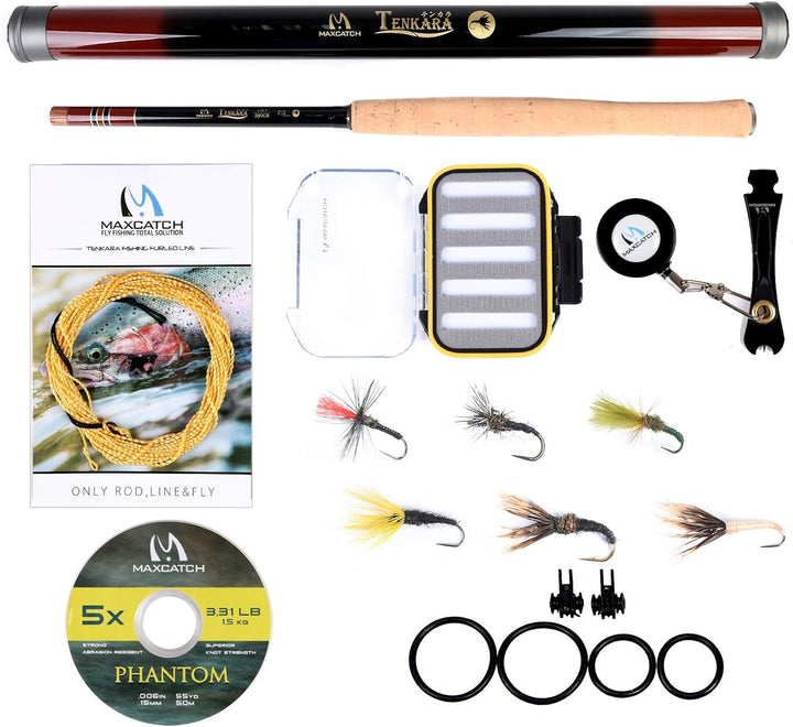 Maximumcatch Fliegenfischen Tenkara Rute/Rute Combo Komplete Outfit 10/11/12/13ft Rute mit Schnüre u