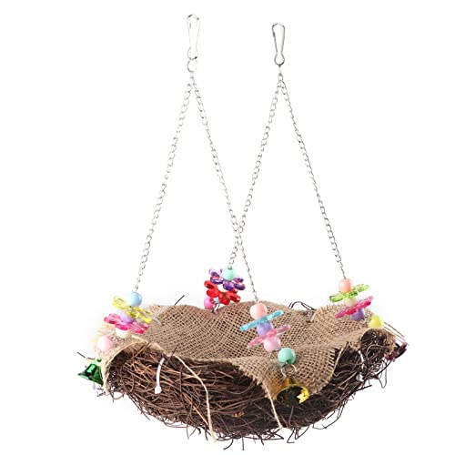 Rattan Vogelspielzeug Vögel Nest Papageien Klettern Kauen Spielzeug mit bunt Stangen Hängen Stroh un