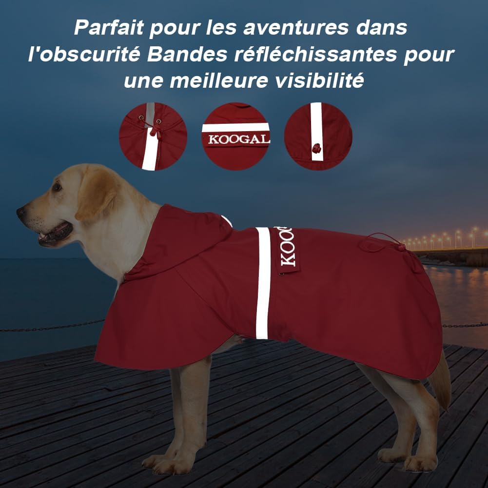 Grosse Hunde Regenjacken Mit Kapuze,Hunde Regenmantel,Mit Reflektierenden Sicherheitsstreifen, Wasse