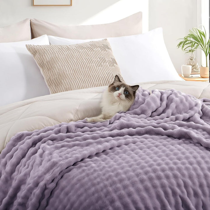 RUIKASI Bubble Decke Kuscheldecke Flauschig Violett - 150x200cm Sofadecke & Couchdecke aus Plüsch, W