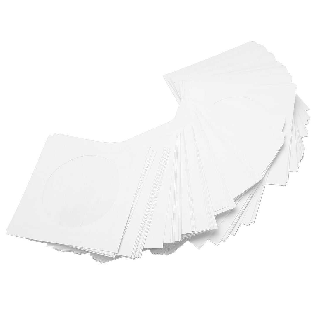 100er Pack CD/DVD Papierhüllen, Disc Hüllen mit Klappe und Offenem Fenster, Wiederverwendbare Staubd