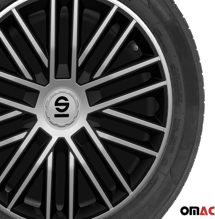 Sparco Radzierblenden Bergamo - 16-Zoll - Silber/Schwarz - Satz mit 4 Stück