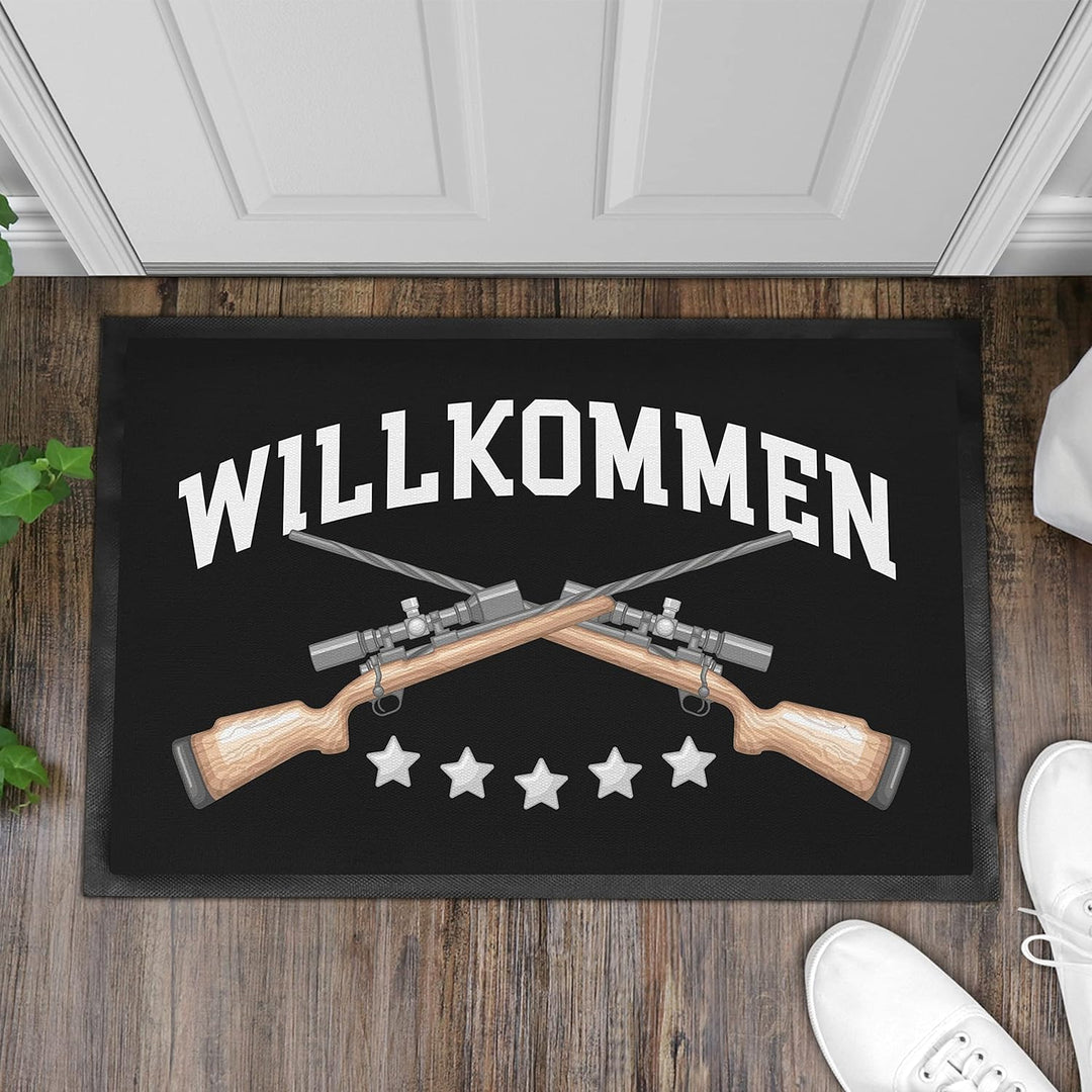 Trendation - Willkommen Fussmatte Grafik Schmutzfangmatte Geschenk Aussen Innenbereich 60x40 cm Wasc