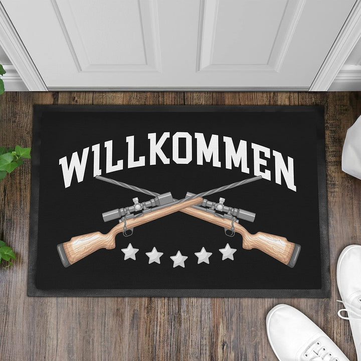 Trendation - Willkommen Fussmatte Grafik Schmutzfangmatte Geschenk Aussen Innenbereich 60x40 cm Wasc