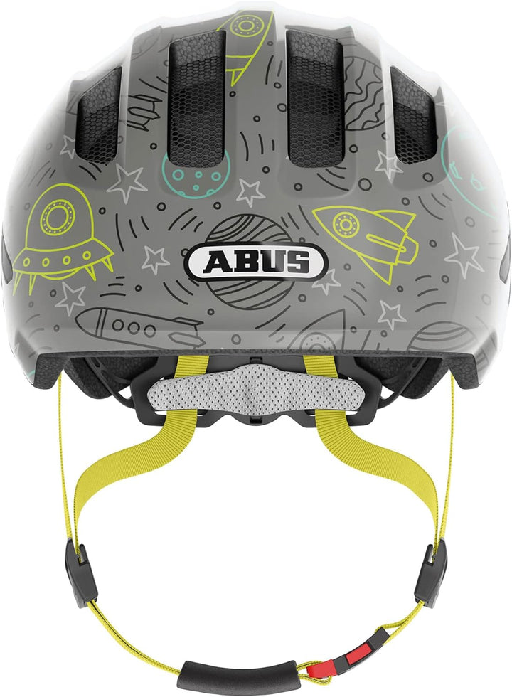 ABUS Kinderhelm Smiley 3.0 LED - Fahrradhelm mit Licht - tiefe Passform & Platz für einen Zopf - für