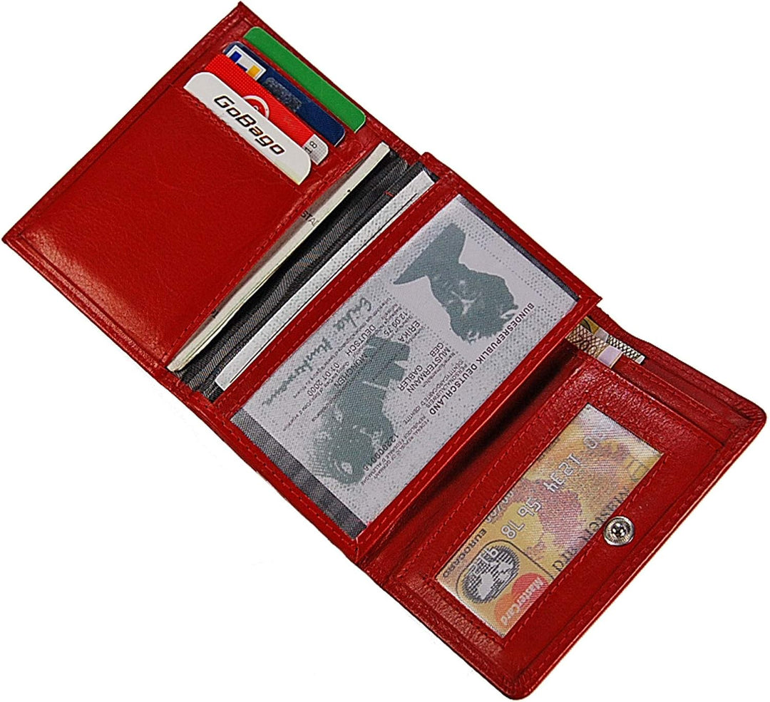 Branco Damen Geldbörse Leder 6 Farben, Portemonnaie Geldbeutel mit Metall Bügel, Knipser (Rot), Rot