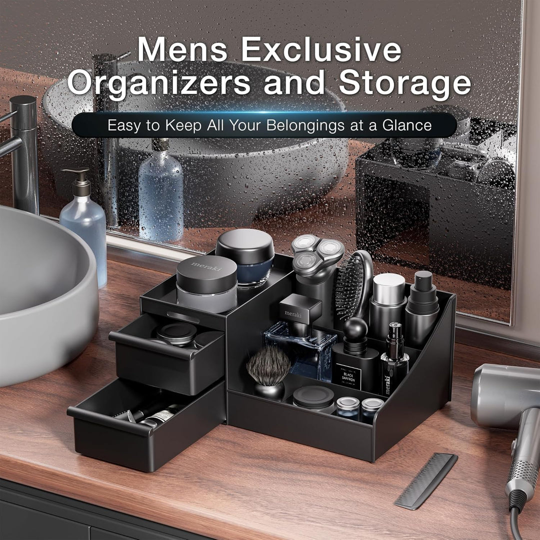 Kosmetikorganizer Schwarz für Herren, Schminktisch Organizer mit Schubladen, Aufbewahrung für Makeup