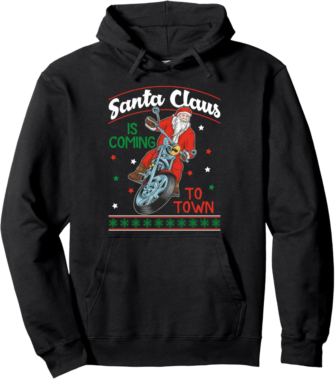 Lustiger Nikolaus auf einem Motorrad Weihnachten geschenk Pullover Hoodie