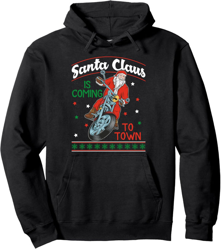 Lustiger Nikolaus auf einem Motorrad Weihnachten geschenk Pullover Hoodie