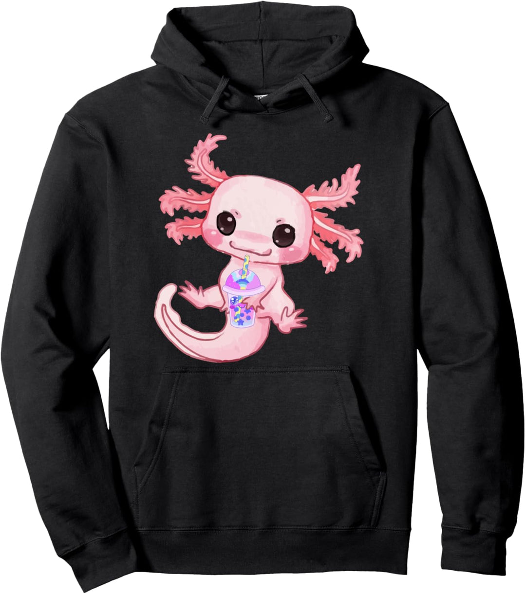 Bobalotl Axolotl Boba Bubble Tea Pullover Hoodie