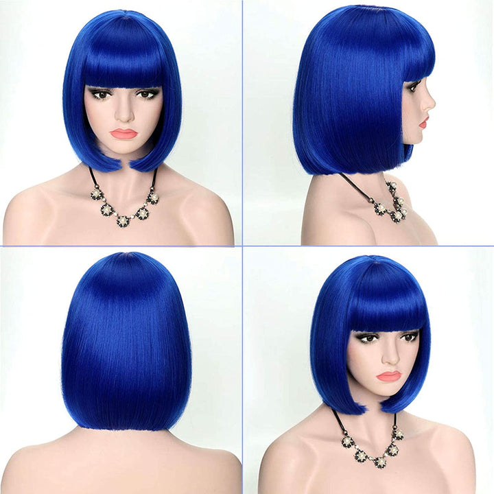 YEESHEDO Damen Kurze Bob Haar Perücken Gerade mit Pony Bunte Glatte Hitzeresistente Synthetische Per