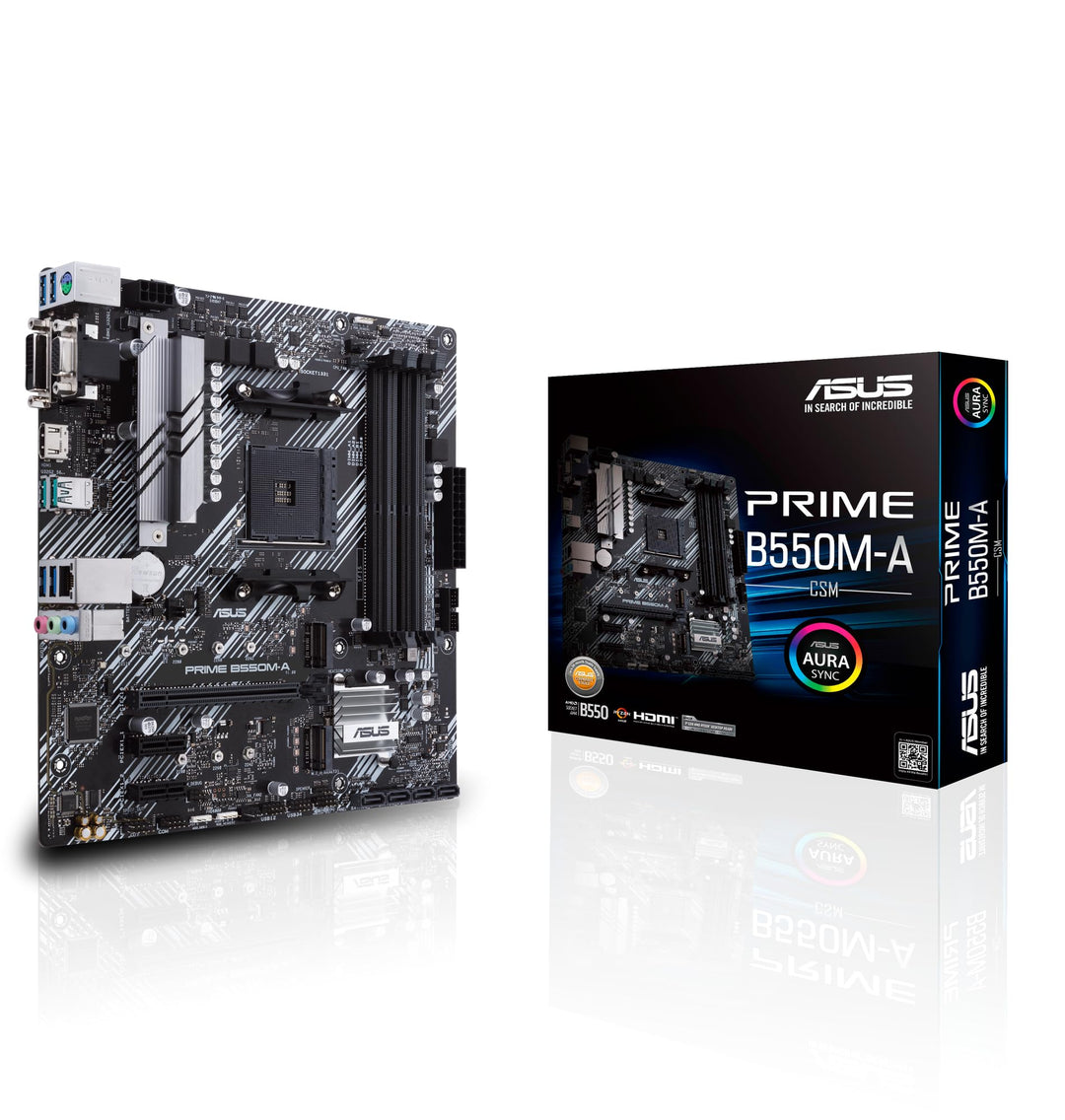 ASUS Prime B550M-A CSM Mainboard Sockel AM4 (Micro ATX, Ryzen, PCIe 4.0, 2X M.2, 1Gbit/s-Ethernet, W