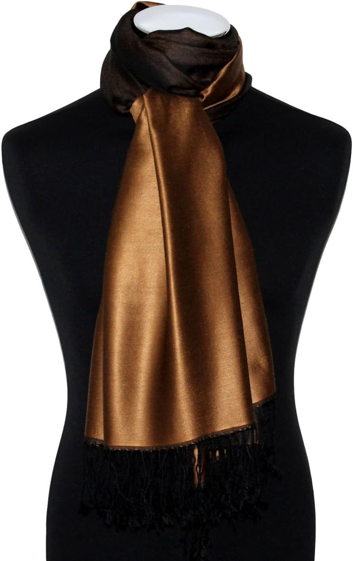 Lorenzo Cana Luxus Damen Pashmina Wendeschal 70% Seide 30% Viskose Schaltuch 70 cm x 190 cm zweifarb