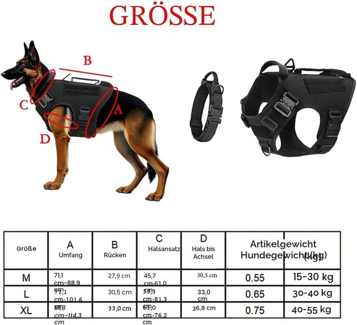 Hundegeschirr für grosse Hunde, Deutscher Schäferhund, Malinois, Trainingsweste, Hundegeschirr und L
