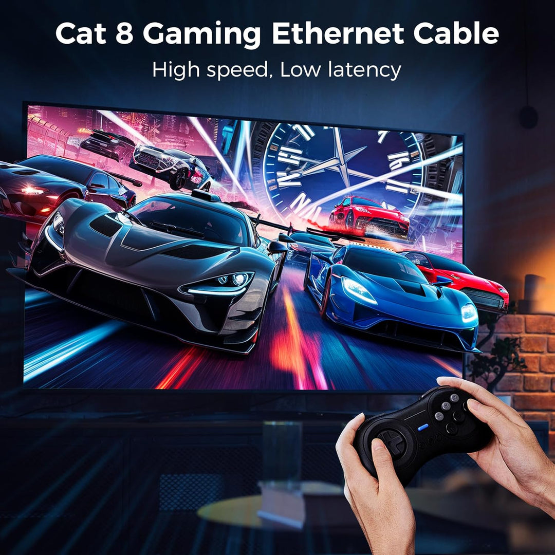 Cat 8 Ethernet Kabel 15M, 40Gbps Netzwerkkabel Hochgeschwindigkeits 2000MHz Ethernet Kabel, Gigabit