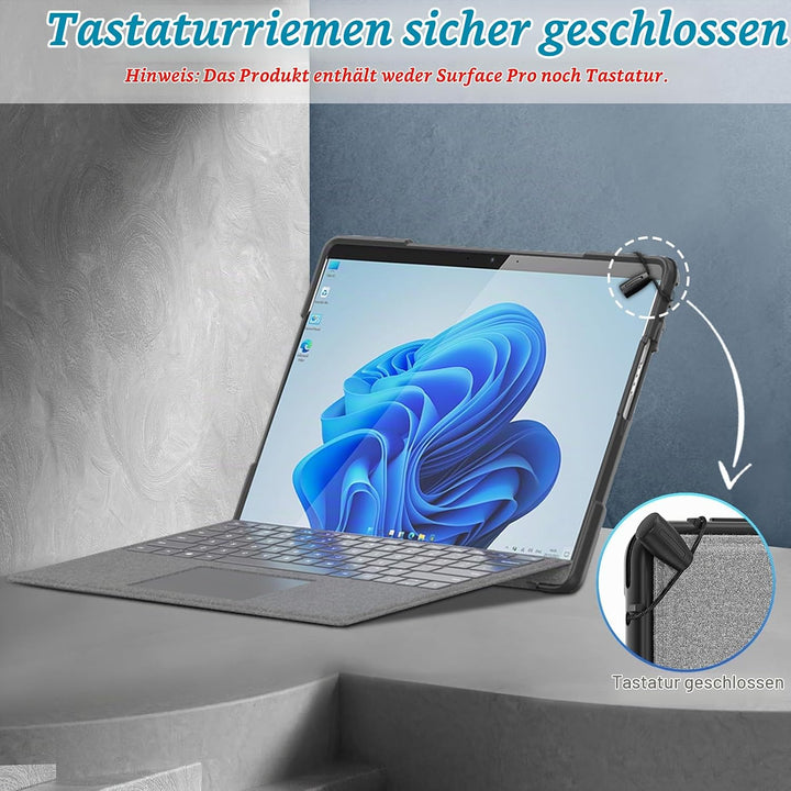 Fintie Hülle für Microsoft Surface Pro 11/10/ 9 (2024-2022) 13 Zoll, 360° Drehbare Ständer und Handg