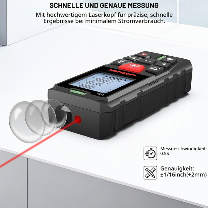 LASELION LT50 Laser Entfernungsmesser – 50m Reichweite, Hohe Genauigkeit, Mehrere Messmodi, Eingebau