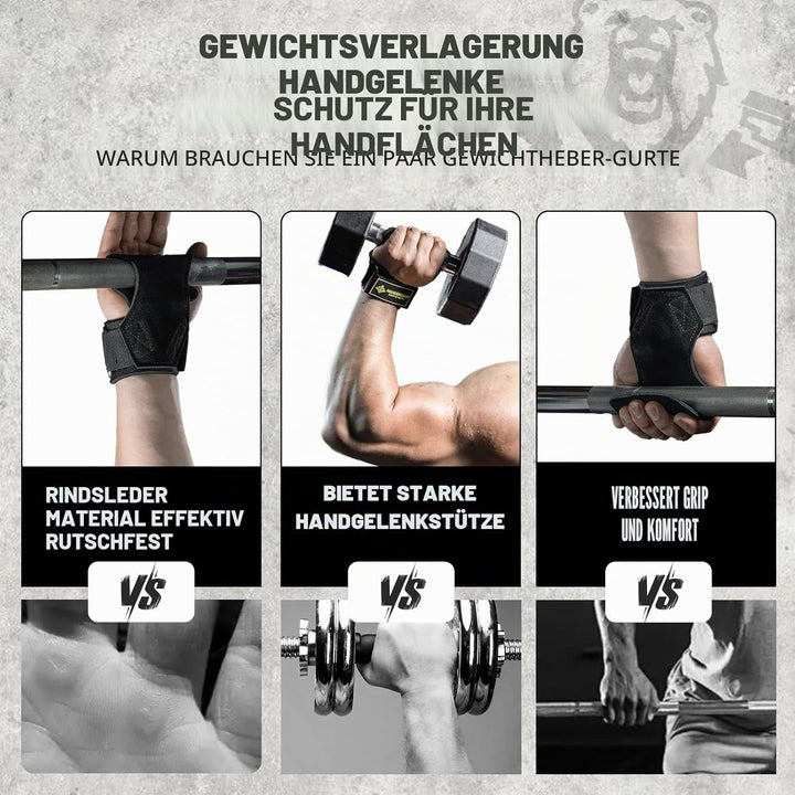 MANUEKLEAR Gewichtheben-Handgelenkbänder mit gepolsterter Handgelenkschlaufe, Leder-Gewichtheben, Ha