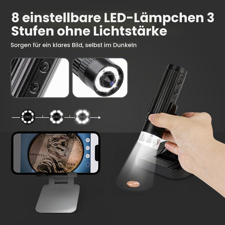 Matatastudio M2C Wireless Digitalmikroskop 50X-1000X Vergrösserung WiFi-Handheld-Mikroskop 1080P HD