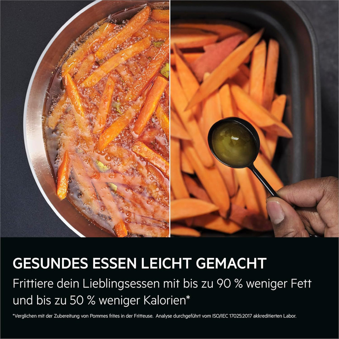AEG Doppelkorb‑Heissluftfritteuse 11 L, 2 Fächer für Paralleles Frittieren Backen Grillen Dörren, Si