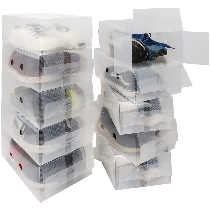 Kurtzy 10er Packung Durchsichtige Kunststoff-Schuhboxen 33x20x13cm - Geeignet für Damen-, Herren- un