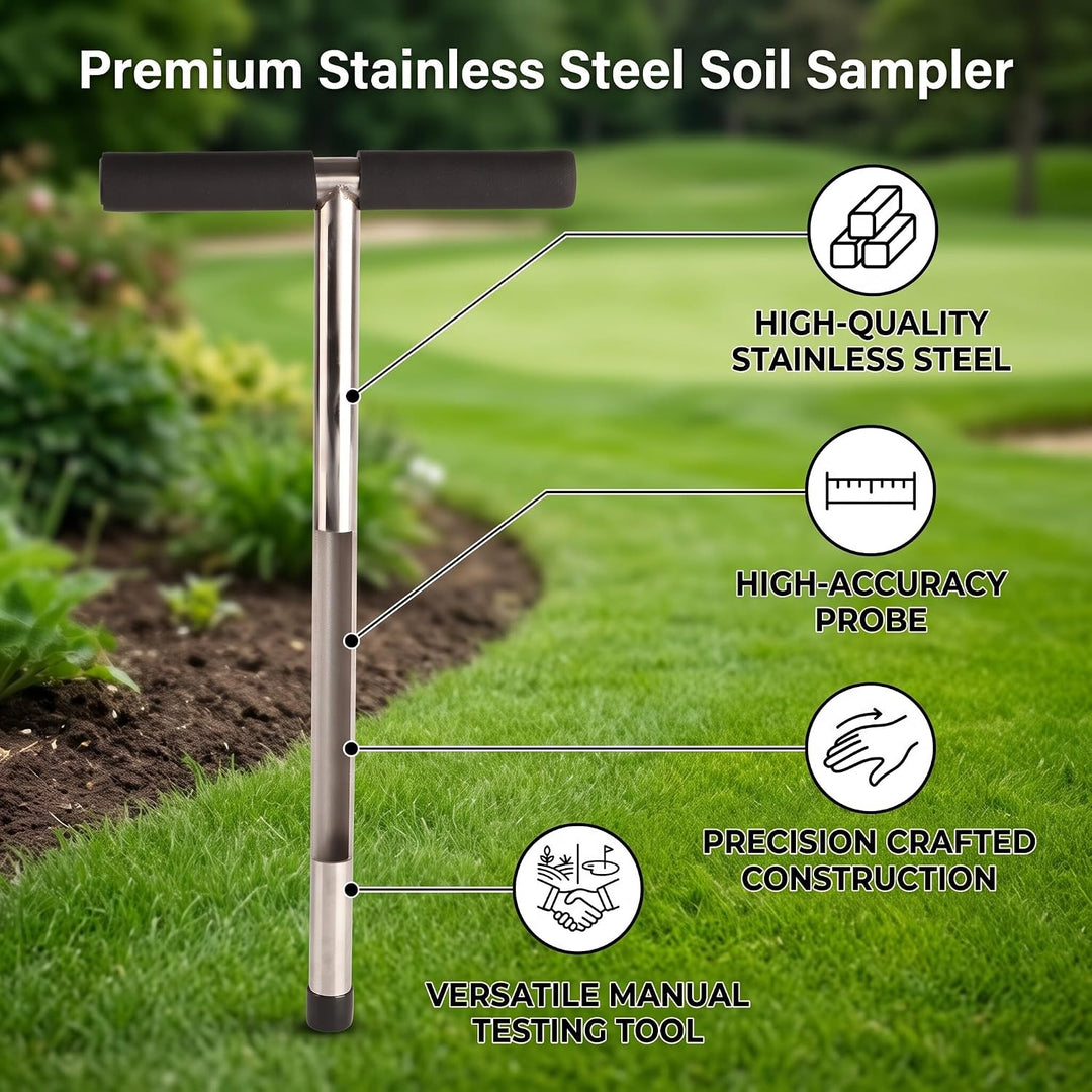 Wakects Soil Sampler Sonde 51 cm, Edelstahl-Bodenprobe, T-Style Griff, Sampler für Bodensonde für Go