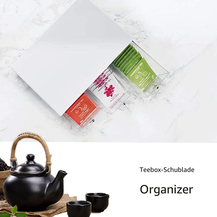 Teebox mit 3 Schubladen, Teeboxen für Teebeutel, Küchen Organizer, Kühlschrank Organizer, Teebeutelb