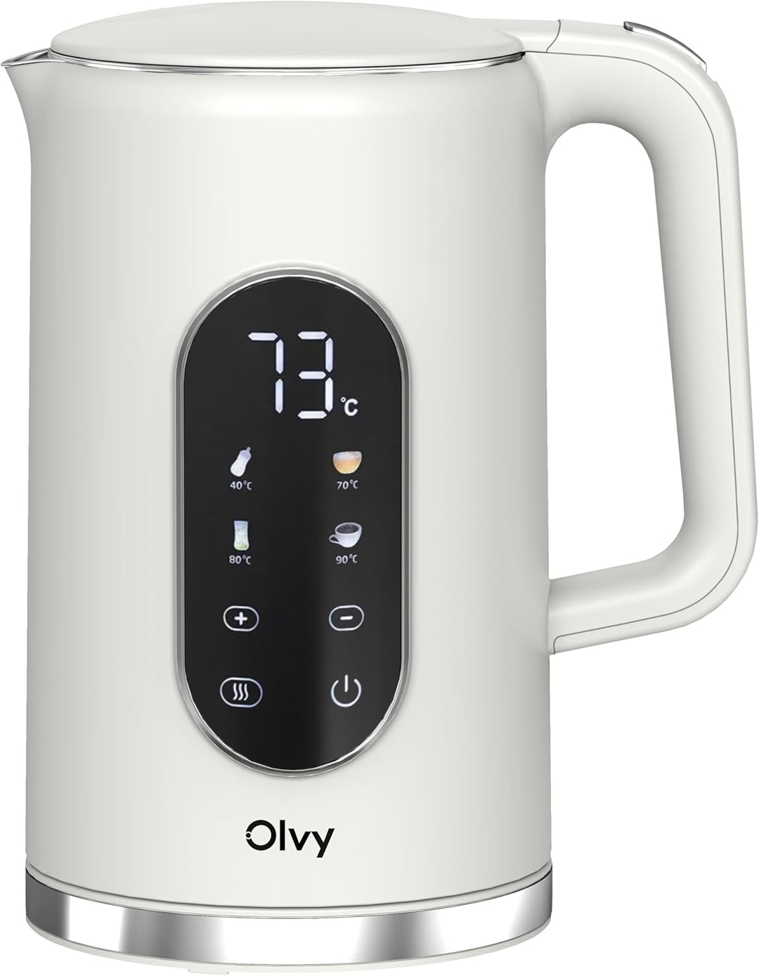 Olvy Elektrischer Wasserkocher 1,7L mit Temperaturkontrolle – Schnellkochender Edelstahl Heisswasser