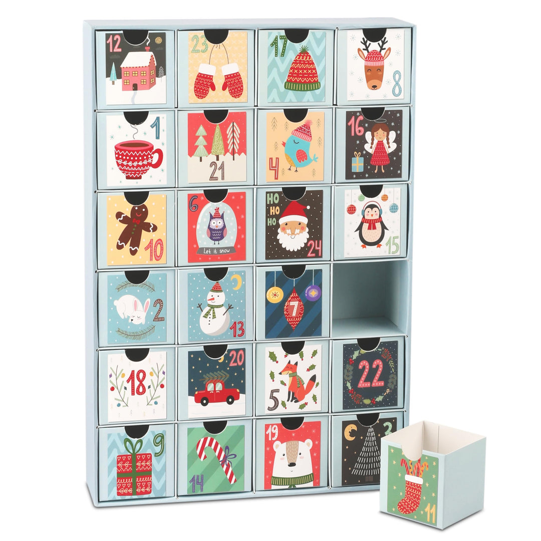 Adventskalender zum Selbst Befüllen – 24 wiederverwendbare Boxen (6x6x6 cm), Kalender DIY, ideal für