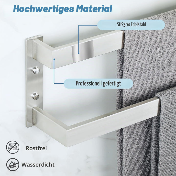 Mooche Handtuchhalter, Handtuchstangen Wandhalterung,Double-Layer Handtuchhalter, 304 Edelstahl Hand