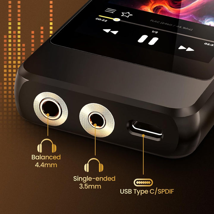 HIFI WALKER H20 Pro Hi-Res MP3 Player mit Bluetooth, 64GB microSD Karte, Lossless Musikplayer mit Du