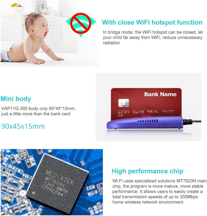 VONETS 2,4GHz WLAN Bridge/Signal Repeater/WiFi Hotspot Extender/Wireless Ethernet Bridge/RJ45 zu WiF