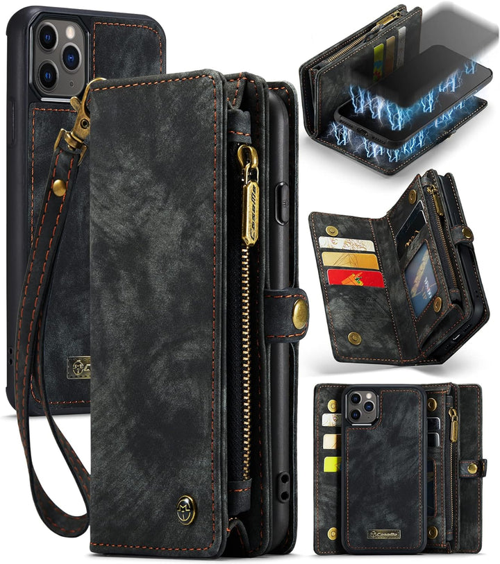 UFinetech 2-in-1 iPhone 11 Pro Max Hülle Tasche Designer TPU Bumper Leder Flip Magnetische Abnehmbar